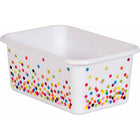 Teacher Created Resources - Petit bac de rangement en plastique Confetti, paquet de 3-Les petits livres, blocs-notes, jouets, jeux et fournitures peuvent être rangés pour aider votre pièce à rester bien rangée.