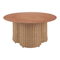 Zuo Soka Coffee Table - Natural-Faux Wood Aluminum round shape tabletop
