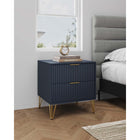 Manhattan Comfort DUMBO 20.07" Modern 2-Drawer Nightstand - Midnight Blue-Includes 2 Full Extension Drawers Designed in Vertical Textured Ribbed Lines
