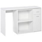HOMCOM - Bureau en l avec tiroir - 46 po L x 32,25 po l x 29,25 po H - blanc-Grande surface supérieure offrant suffisamment d’espace pour un ordinateur portable, un écran ou une imprimante 
