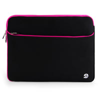 Vangoddy Neoprene 17" Laptop Protective Sleeve Case with Extra Pocket - Black/Pink-Water Resistant Neoprene Material. Protects your laptop from moisture and minor spills.