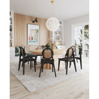 Manhattan Comfort Versailles 18.5" Industry Chic Round Back Dining Chair - Black and Natural Cane - Set of 4-Fine Natural Cane Made from Authentic Wooden Rattan