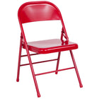 Flash Furniture – Chaise pliante en métal HERCULES à 3 barreaux et à 2 pivots, rouge (HF3MC309ASRED)-Cadre à triple entretoise