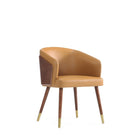 Manhattan Comfort - Lot de 2 chaises de salle à manger modernes Reeva 59 cm, revêtement similicuir, noyer et camel-Garantie limitée du fabricant de 30 jours