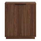 Hudson&Canal Mansfield 28"W Accent Cabinet - Satin Walnut-Features two swing-out doors, adjustable center shelf, and a cable management cut-out