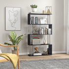 HOMCOM - Bibliothèque géométrique en bois à 5 niveaux pour salon - noir-Lightweight yet stable wood board construction makes it easy to move 