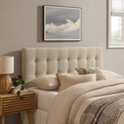 Modway Emily Fabric Upholstered Queen Size Headboard - Ecru-Wood Blend Frame