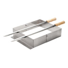 Tramontina - Churrasco Ensemble de brochettes et grille BBQ en acier inoxydable avec manches en bois-Extérieur au fini brossé