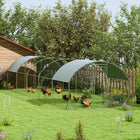 PawHut - grande cage à poules en métal galvanisé - 9,2 pi × 31,2 pi × 6,5 pi-Un enclos spacieux offre suffisamment d'espace pour les poules, les canards, les lapins et plus encore 
