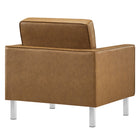 Modway Loft Tufted Vegan Leather Armchair - Silver Tan-Non-Marking Foot Caps