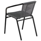 Table ronde en verre et en métal 28 po avec bordure en rotin gris et 2 chaises empilables en rotin gris (TLH-087RD-037GY2-GG)-9