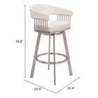Zuo Bantry Swivel Barstool - White-Dimensions: 20.5" L x 22.4" W x 39.8" H