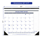 Blueline 2027 Net Zero Carbon Monthly Desk Pad Calendar - 22" x 17" - Bilingual-One month per sheet, one lightly ruled block per day