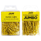 JAM Paper Combo Pack Colourful Paper Clips - Standard & Jumbo - Yellow - 100 Pack & 75 Pack -Colour: Yellow