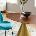 Modway Tupelo 48" Oval Dining Table - Gold Walnut-Wood Grain Veneer
