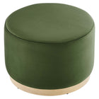 Modway Tilden Large 23" Round Performance Velvet Upholstered Ottoman - Moss Green/Natural-Arrives Fully Assembled