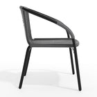 Flash Furniture Grey Rattan Indoor-Outdoor Restaurant Stack Chair-Integrated Arms