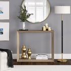 Hudson&Canal Osmond 36"W Console Table - Antiqued Grey Oak-Clean with a soft, dry cloth and no harsh chemicals or abrasive cleaning materials