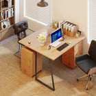 HOMCOM 53.1" Computer Desk - Natural Wood-Adjustable foot pads stabilize desk on uneven floors