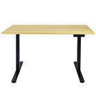 Ezywork - Bureau assis-debout électrique à double moteur et hauteur réglable - Structure noire / Plateau en bois clair-Plateau de table d'une seule pièce 48" x 24" (120 cm x 60 cm)
