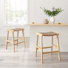 Modway - Saoirse Tabouret de comptoir en corde tissée en bois - Naturel naturel - Ensemble de 2-Appuie-pieds et supports latéraux