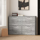 HOMCOM Slim Shoe Storage Cabinet with 4 Flip Drawers for 12 Pairs - Grey-Melamine coating surface is easy cleaning