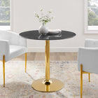 Modway Verne 35" Artificial Marble Dining Table - Gold Black-Artificial Marble Tabletop