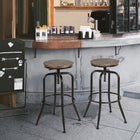 Homy Casa - Tabouret de comptoir/bar réglable en hauteur pivotant - Noyer - Paquet de 2-Sans bras