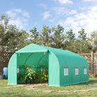 Outsunny - Serre de jardin à entrée directe tunnel pour plantes d’extérieur avec armature en acier - 15 pi x 10 pi x 7 pi - Cette serre prolonge la saison de croissance de vos plantes et les protège du froid  
