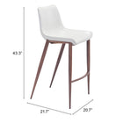 Zuo Magnus Barstool - White/Walnut - Set of 2-6