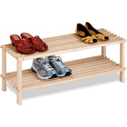 Honey Can Do 2-Tier Unfinished Natural Wood Shoe Rack-Organize up to 6 pairs of shoes