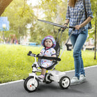 Qaba - Tricycle 6 en 1 pour enfants avec guidon amovible et canopée - blanc-Auvent : 19,7 po L x 15,4 po l (50L x 39W cm) 