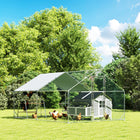 PawHut - grand poulailler en métal avec couverture imperméable 9,8 pi L x 13,1 pi l x 6,4 pi H-Boîte de nidification et barre de repos avec 5 perchoirs incluses 