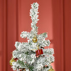 HOMCOM 6' Snow-Flocked Pencil Artificial Christmas Tree with Auto Open - Green-Flame-retardant branches are unlikely to catch fire 
