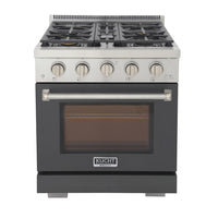 Kucht 30" KFX-X Series Pro Style Propane Gas Range - Stainless Steel/Cement Gray-New true simmer burners for precise low heat cooking