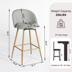 Homy Casa - Tabourets de bar hauteur comptoir de 26'' avec siège en tissu gris rembourré - Paquet de 2-Esthétique Moderne : Siège en tissu rembourré de couleur grise neutre qui s'harmonise avec divers styles d'intérieur.