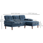 HOMCOM L-Shape Sofa with Right Chaise Lounge and Rubber Wooden Legs - Navy Blue-Thick back cushions and arm pads provide support
