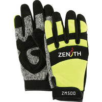 Zenith Safety Zm500 High Visibility Cut Resistant Mechanic Gloves, Hppe Palm, Size Medium - 2 Pack-Size: Medium