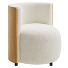 Modway Solis Boucle Accent Chair - Natural/Ivory-Bentwood with Veneer Finish