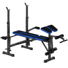 Soozier Adjustable Weight Workout Bench with Leg Extension - Blue & Black-Multifunctional squat rack with bench includes leg extension, butterfly curl for various exercise modes
