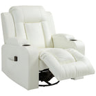 HOMCOM 8-Point Massage Recliner for Living Room - Cream White-Manual recline up to 145° with a retractable footrest, controlled by side lever
