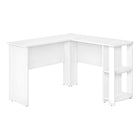 Monarch Specialties 7723 Computer Desk - White L-Shaped Corner/2 Shelves-L-shaped computer desk with storage in a wood-look finish
