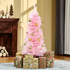 HOMCOM 4' Artificial Christmas Tree with Auto Open - Pink-Branches can be opened automatically for easy assembly 