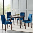 Modway Prosper 5-Piece Upholstered Velvet Dining Set - Cappuccino Navy-Sleek Mid-Century Style