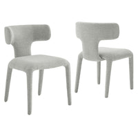 Modway Stellan Curved Back Boucle Upholstered Dining Chair - Dove Grey - 2 Pack-Fully Upholstered Dining Chair