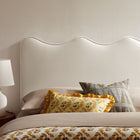 Modway - Athena Velours de performance résistant aux taches Tête de lit Queen size, Albâtre-Cadre en mélange de bois