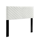 Modway Roxanne Performance Velvet Queen Platform Bed with Tapered Wood Legs - White-Angular Channel Tufted Headboard