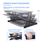 Rocelco 32" Sit-To-Stand Adjustable Height Desk Riser with Easy-Lift Handles - Black-Keyboard tray extends and retracts while keeping a 4.5" spacing between keyboard tray and desktop which helps keep arms and wrists in an ergonomic position to prevent neck and back strain while sitting or standing