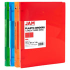 JAM Paper Plastic 0.5" 3-Ring Binders - Assorted Colours - 4 Pack-Colour: Red, Blue, Green & Orange | Be stylish and organized with colourful binders.