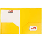 JAM Paper Heavy Duty Plastic Two-Pocket School Folders - Yellow - 6 Pack-Quantity: 6 Folders per Pack | One for each subject & project